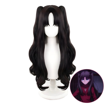 SAKUMETA TOHSAKA RIN Black Long Cosplay Wig with Twin Tails
