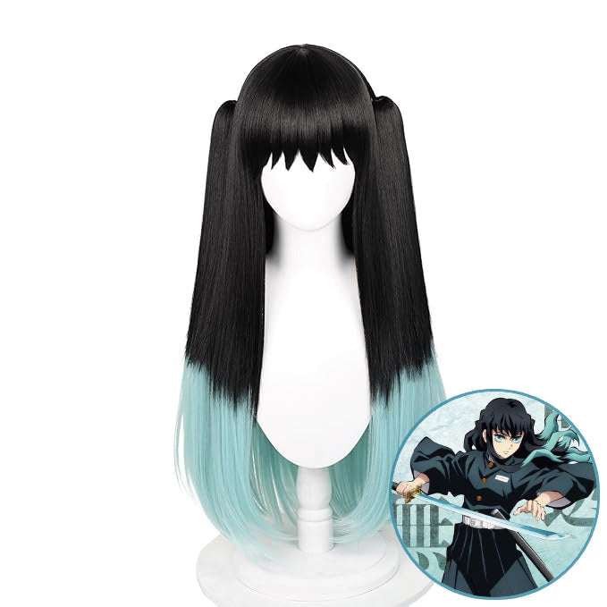 SAKUMETA TOKITOU MUICHIROU Black Long Cosplay Wig with Twin Tails