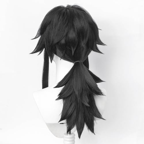 SAKUMETA TOMIOKA GIYUU Black Cosplay Wig with Bangs