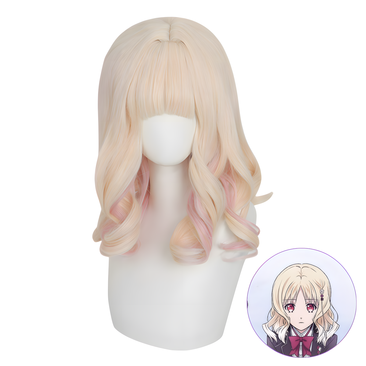 SAKUMETA KOMORI YUI Gold Pink Cosplay Wig