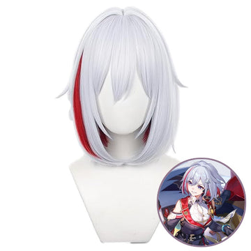 SAKUMETA TOPAZ Silver-White and Red Short Cosplay Wig