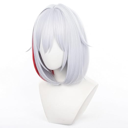 SAKUMETA TOPAZ Silver-White and Red Short Cosplay Wig