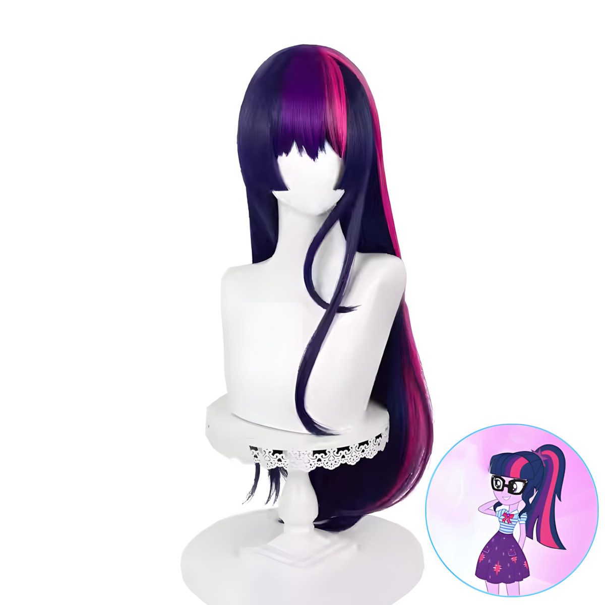 Perruque longue violette et rouge pour cosplay SAKUMETA TWILIGHT SPARKLE 