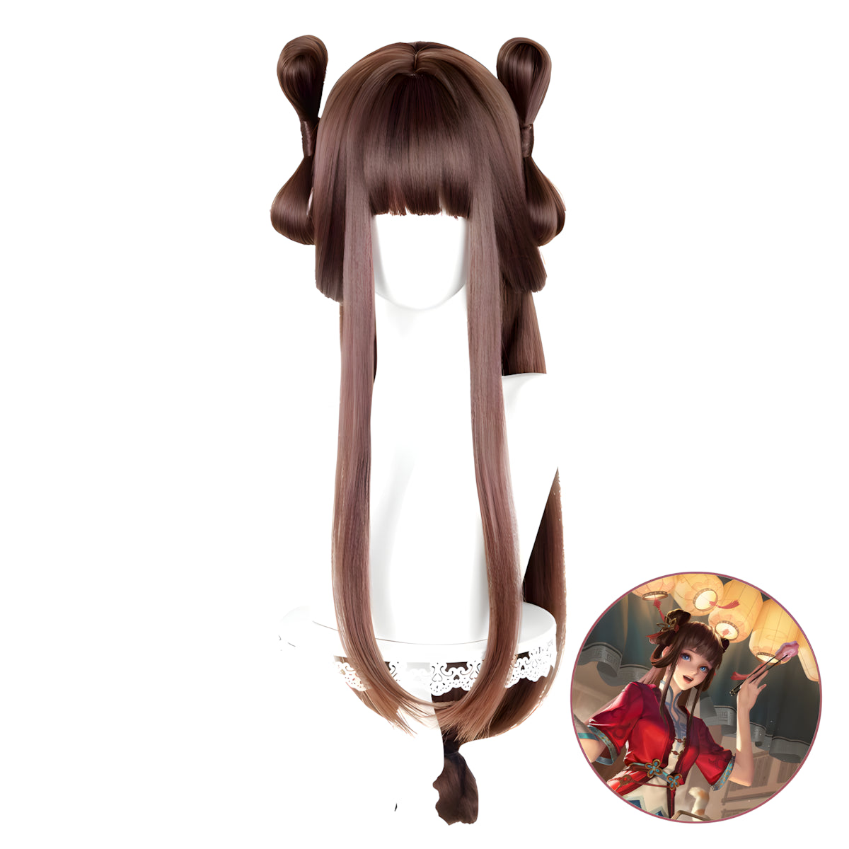 SAKUMETA XI SHI/JADEITE FLAVOR Chocolate Brown Long Cosplay Wig