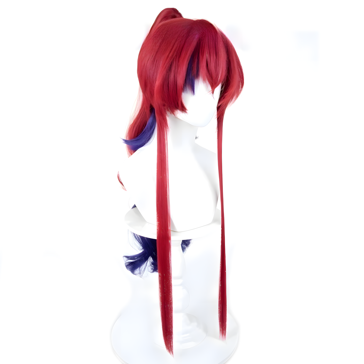 SAKUMETA YU Red and Purple Mixed Long Cosplay Wig with Ponytail