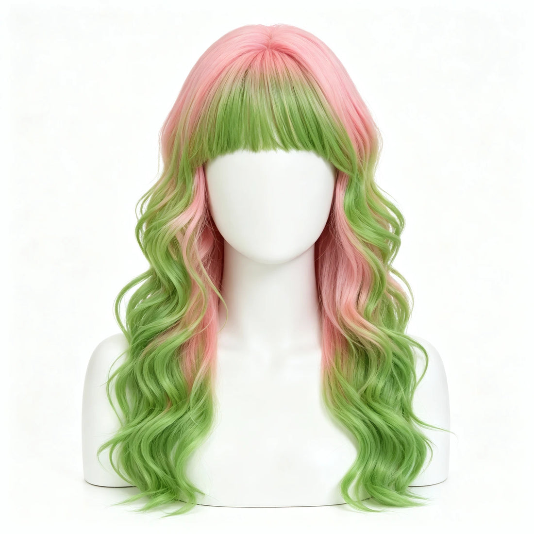 SAKUMETA Extra Long Wavy Hair with Blunt Bangs Daily Wig
