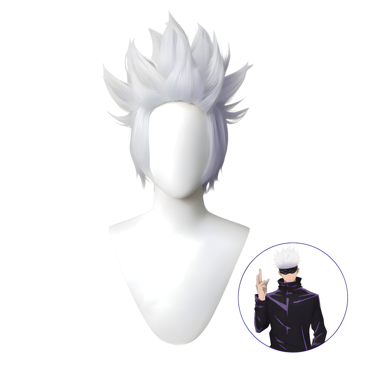 Perruque de Cosplay blanche SAKUMETA GOJO SATORU 