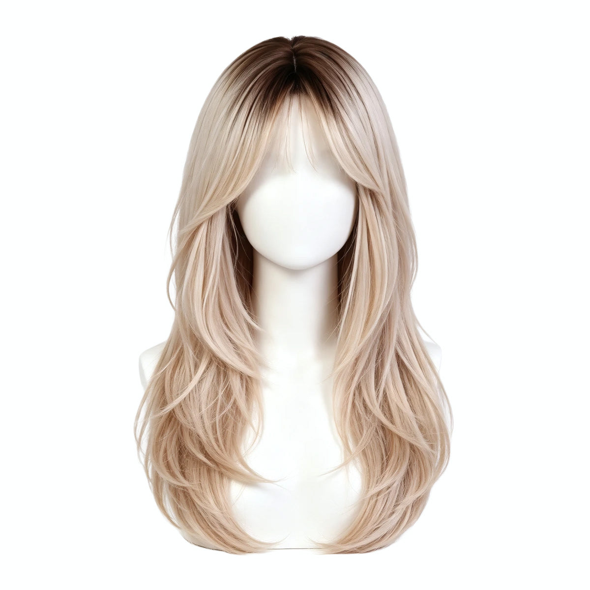 SAKUMETA Long Straight Hair with Curtain Bangs Daily Wig