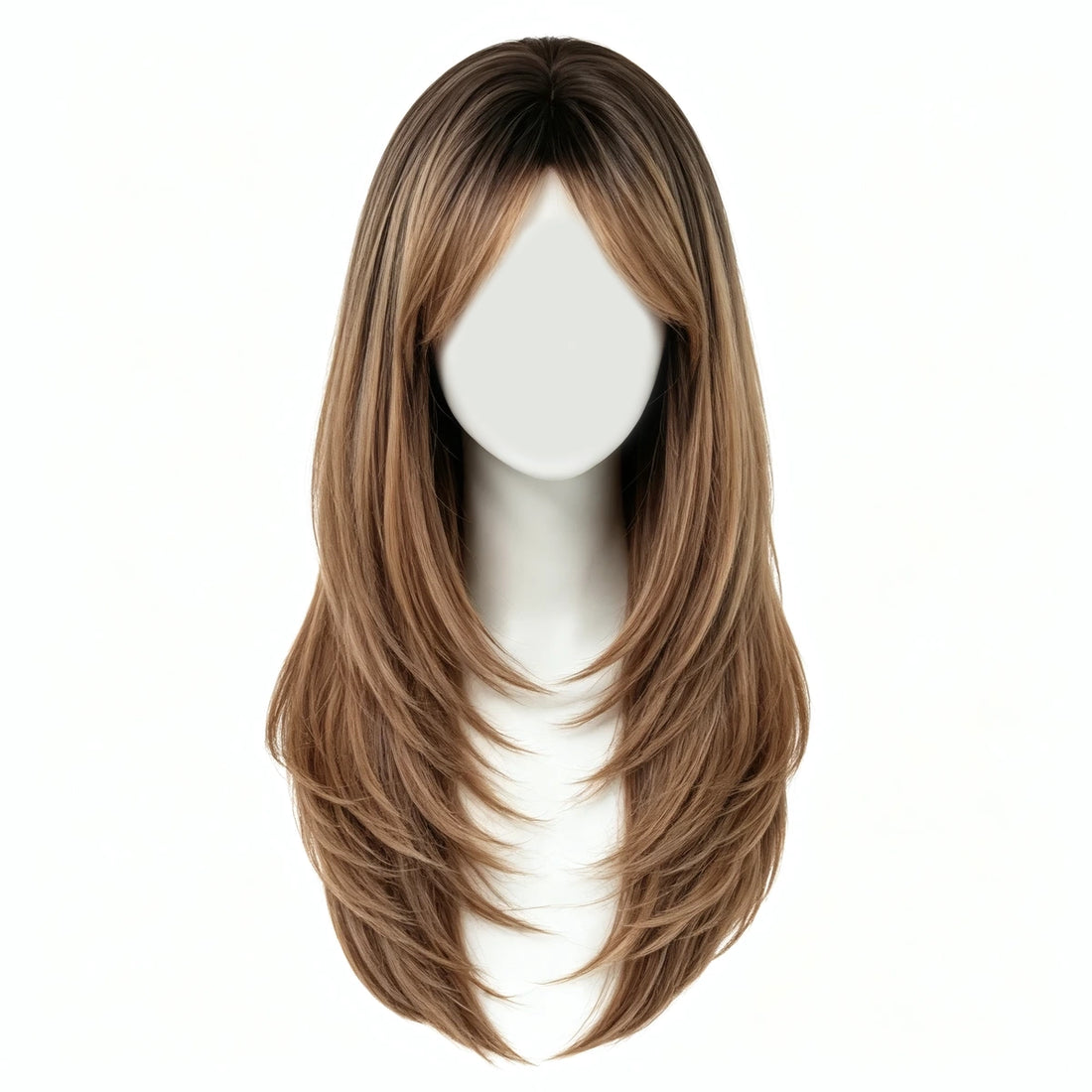 SAKUMETA Long Straight Hair with Curtain Bangs Daily Wig