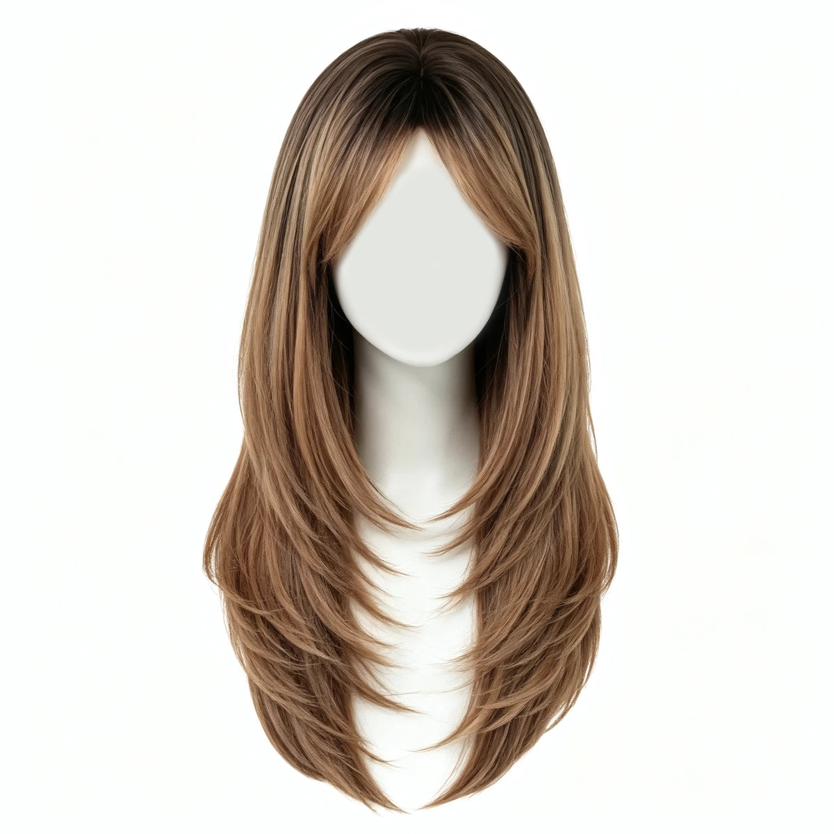 SAKUMETA Long Straight Hair with Curtain Bangs Daily Wig