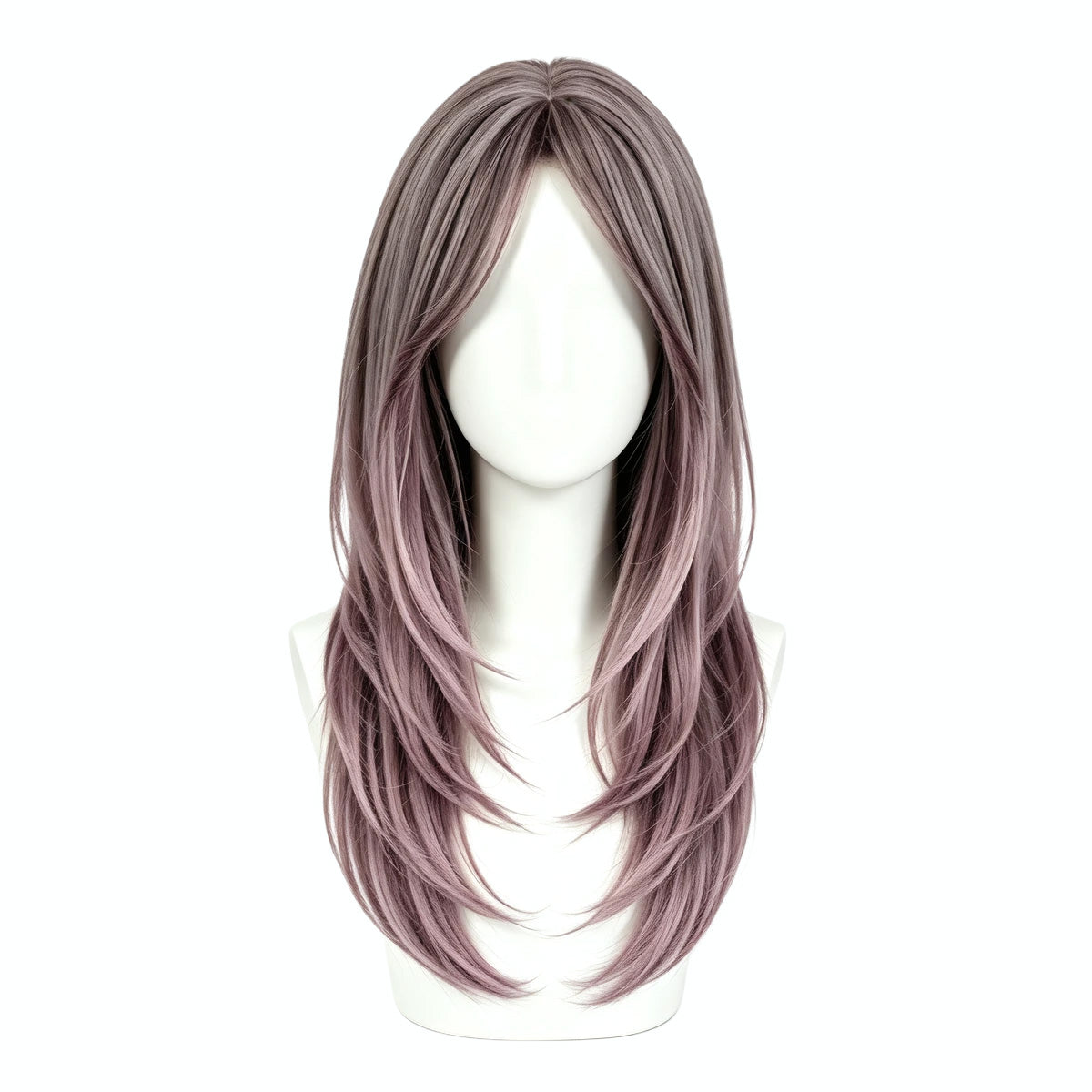 SAKUMETA Long Straight Hair with Curtain Bangs Daily Wig