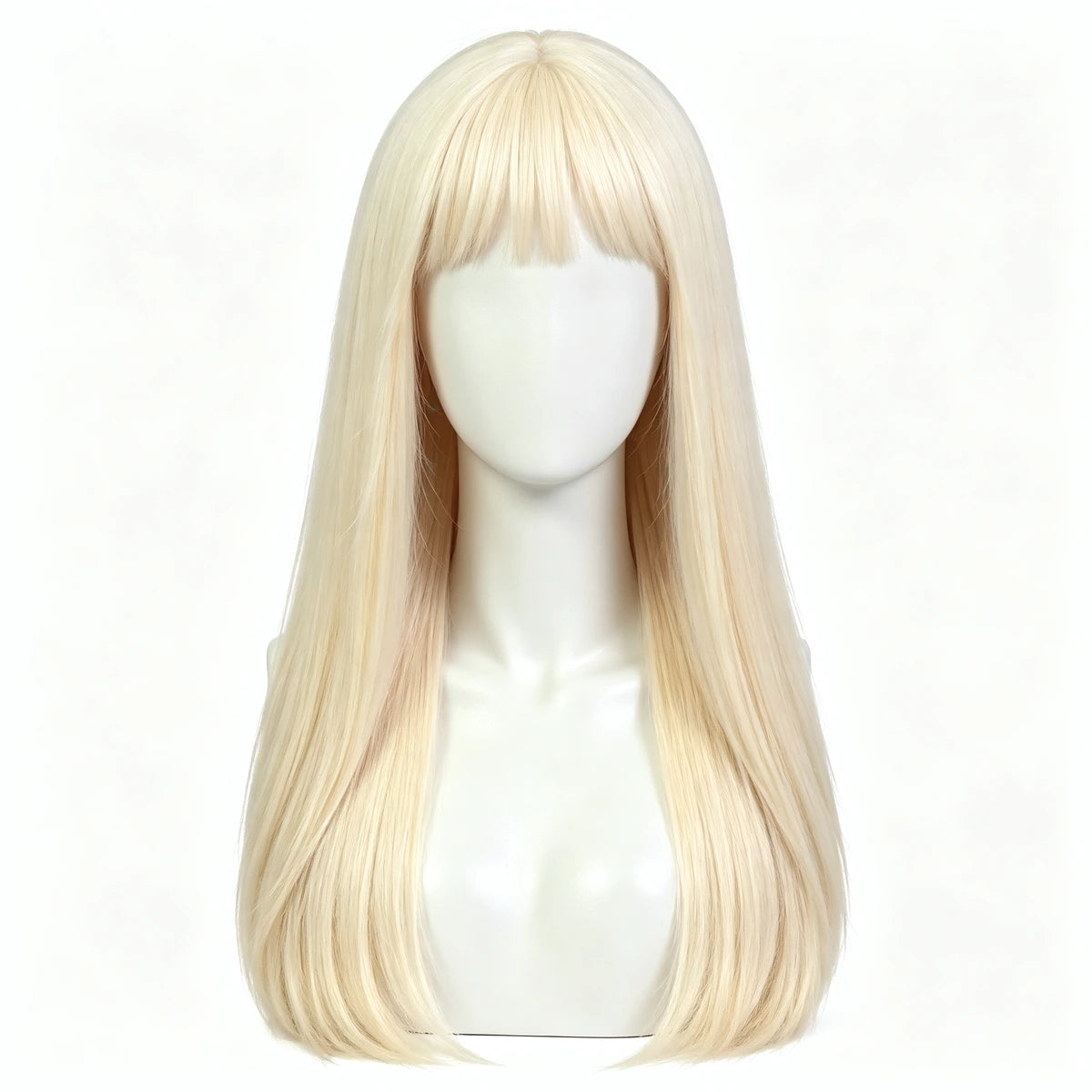 SAKUMETA Long Straight Hair with Blunt Bangs Daily Wig