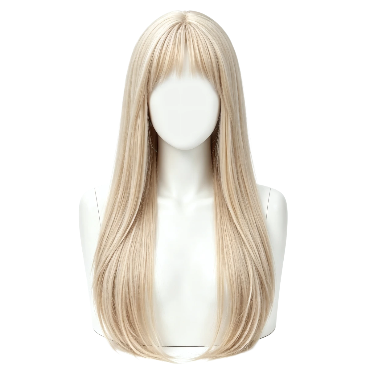 SAKUMETA Long Straight Hair with Blunt Bangs Daily Wig