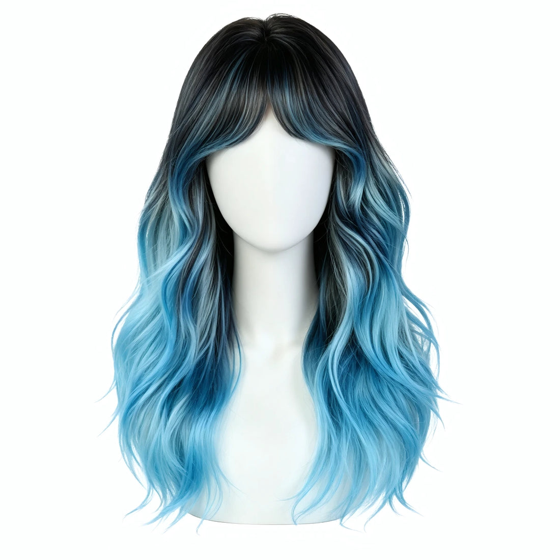 SAKUMETA Extra Long Wavy Hair with Blunt Bangs Daily Wig