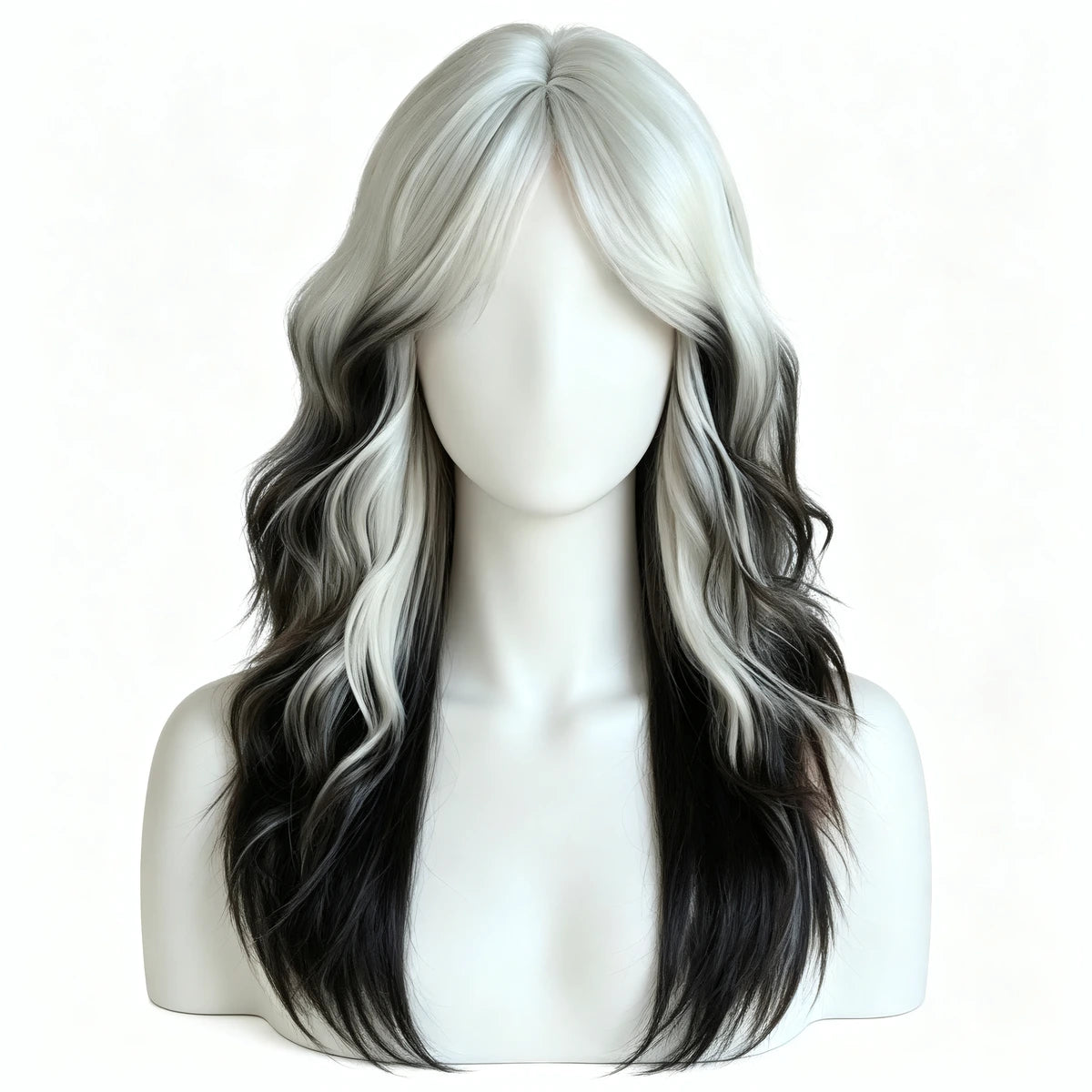 SAKUMETA Extra Long Wavy Hair with Blunt Bangs Daily Wig