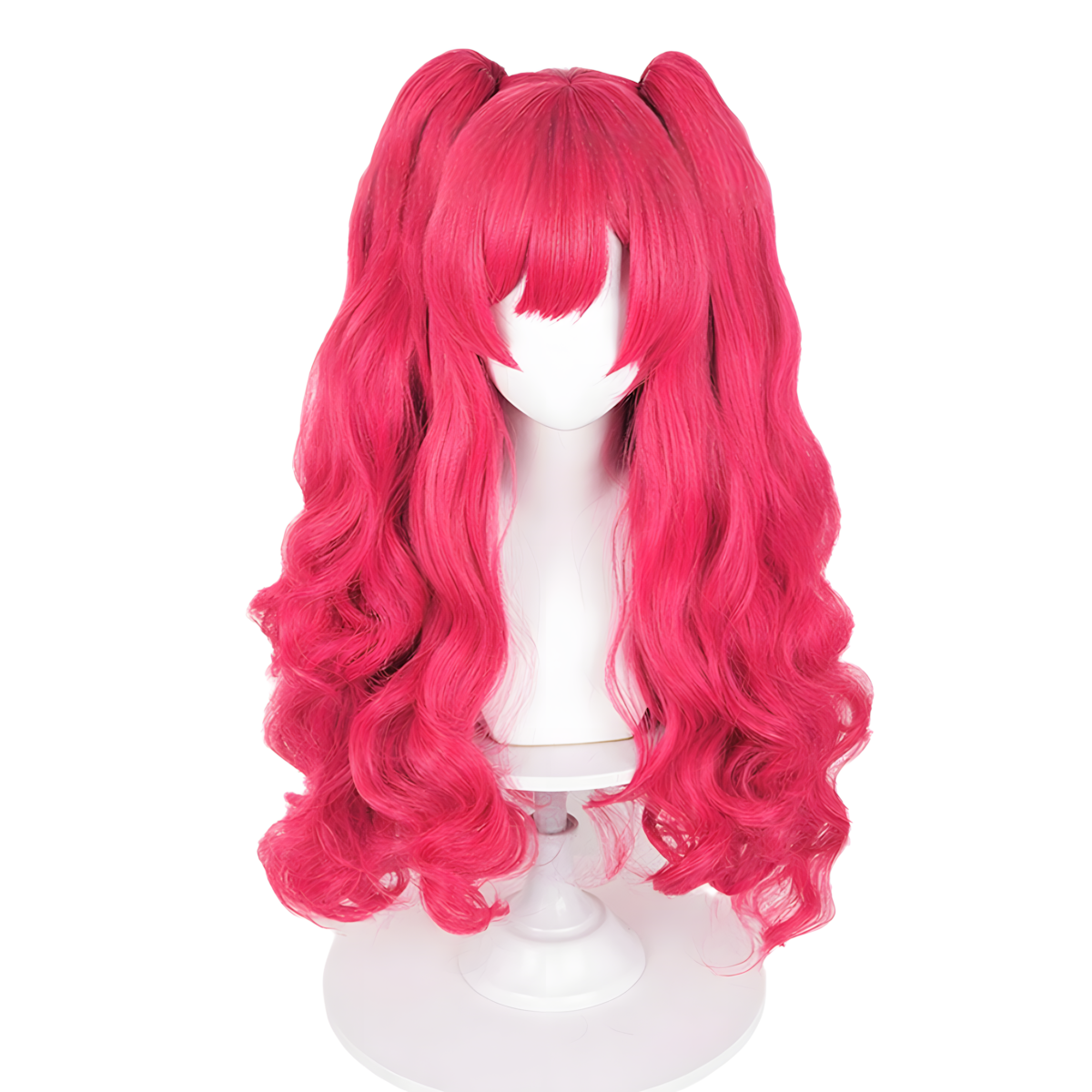 Perruque longue magenta de cosplay SAKUMETA PINKIE PIE avec queue de cheval bouclée 