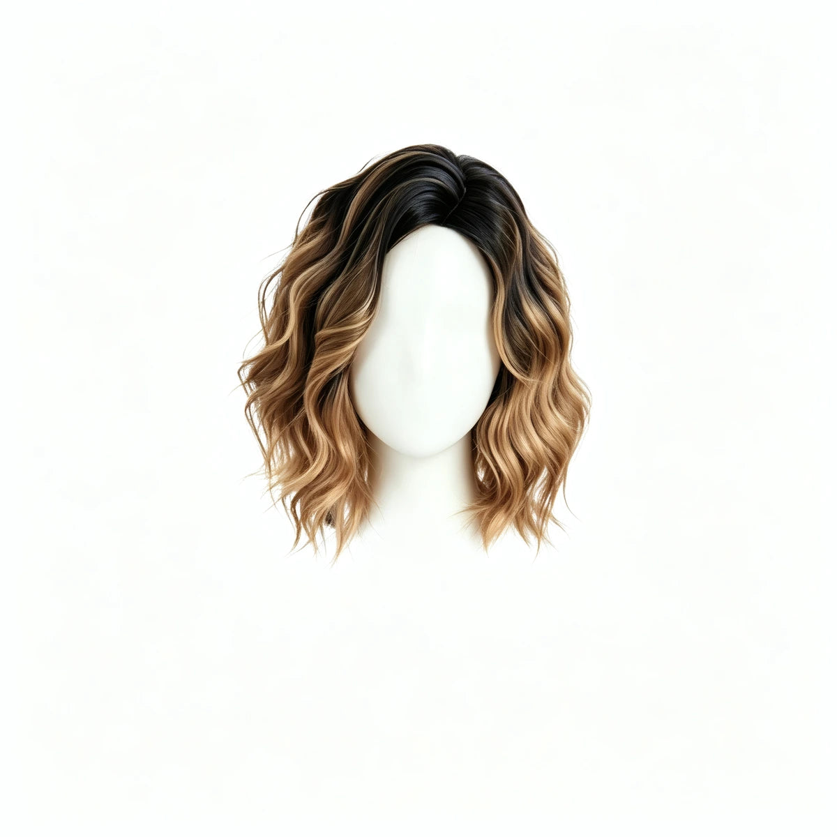 SAKUMETA Short Wavy Bob with Curtain Bangs Daily Wig