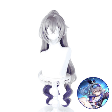 SAKUMETA SILVER WOLF Silver-Gray Long Cosplay Wig with Ponytail