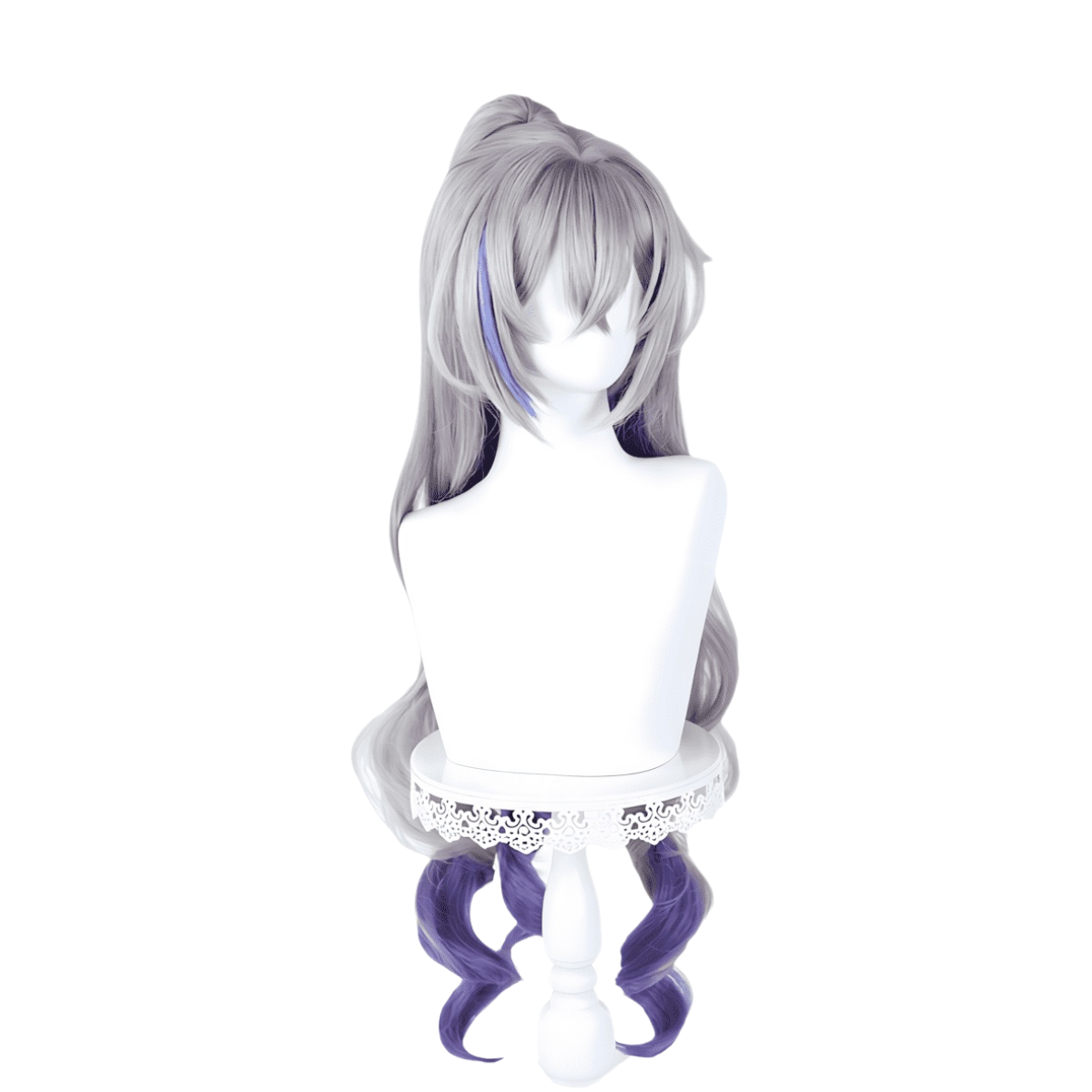 SAKUMETA SILVER WOLF Silver-Gray Long Cosplay Wig with Ponytail
