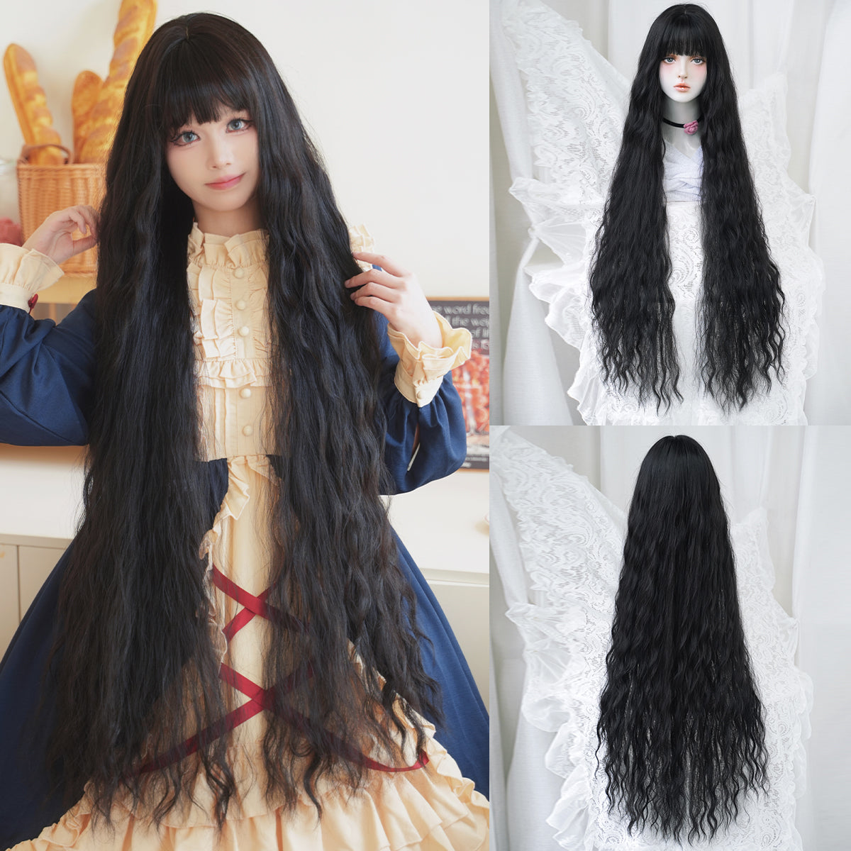 Perruque Lolita Super Longue Style Française Perm Paresseuse SAKUMETA avec Frange 
