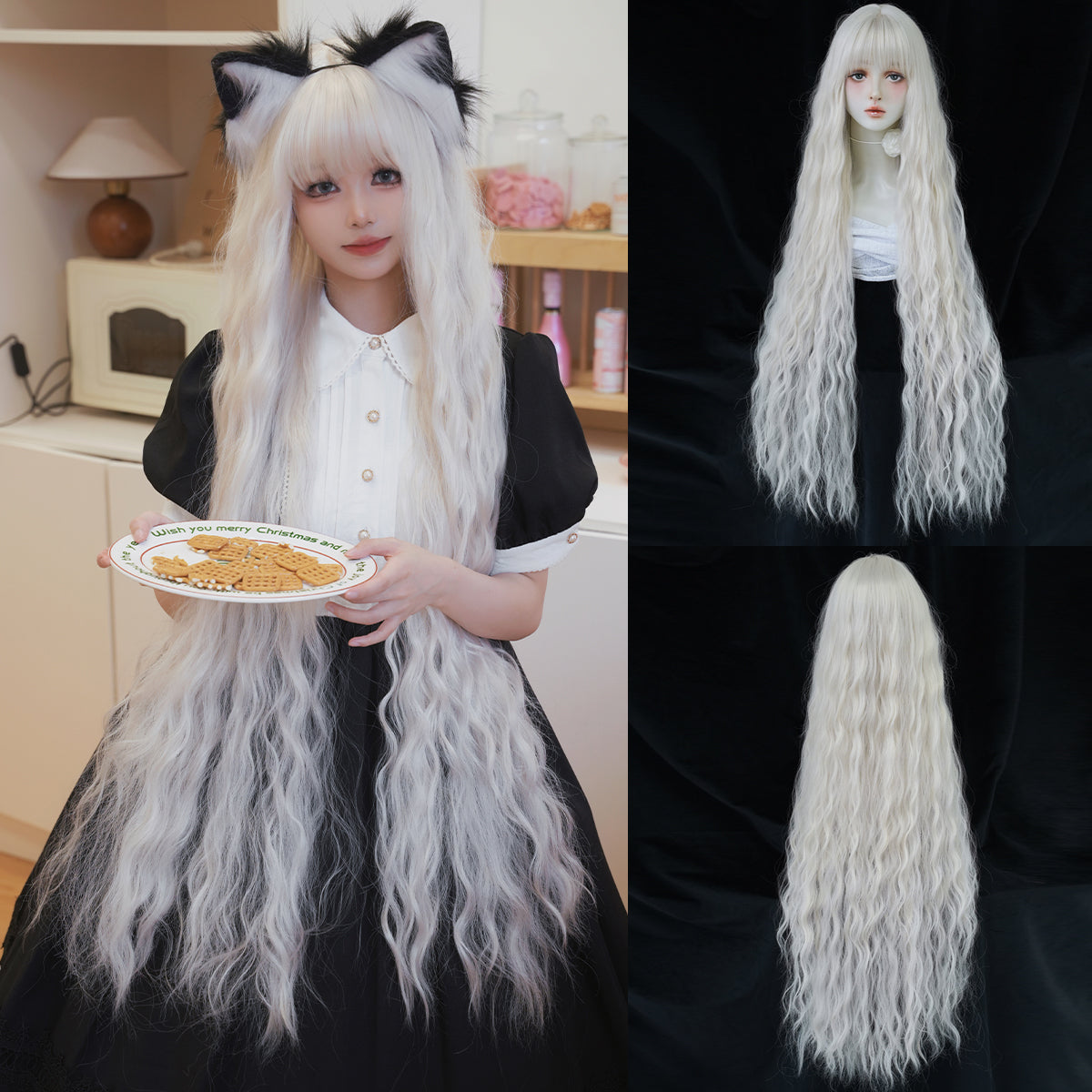 Perruque Lolita Super Longue Style Française Perm Paresseuse SAKUMETA avec Frange 