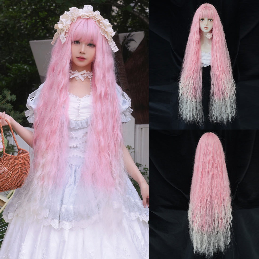 Perruque Lolita Super Longue Style Française Perm Paresseuse SAKUMETA avec Frange 