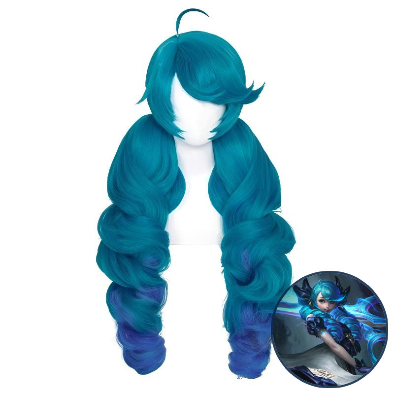 SAKUMETA THE HALLOWED SEAMSTRESS GWEN Magenta and Blonde Long Cosplay Wig with Twin Tails