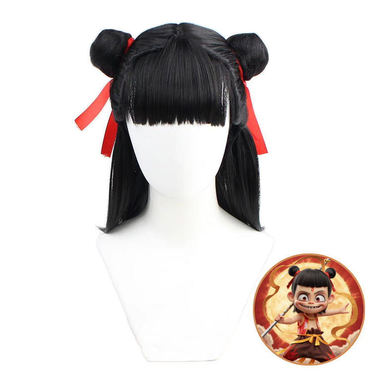 SAKUMETA NEZHA Black Short Cosplay Wig